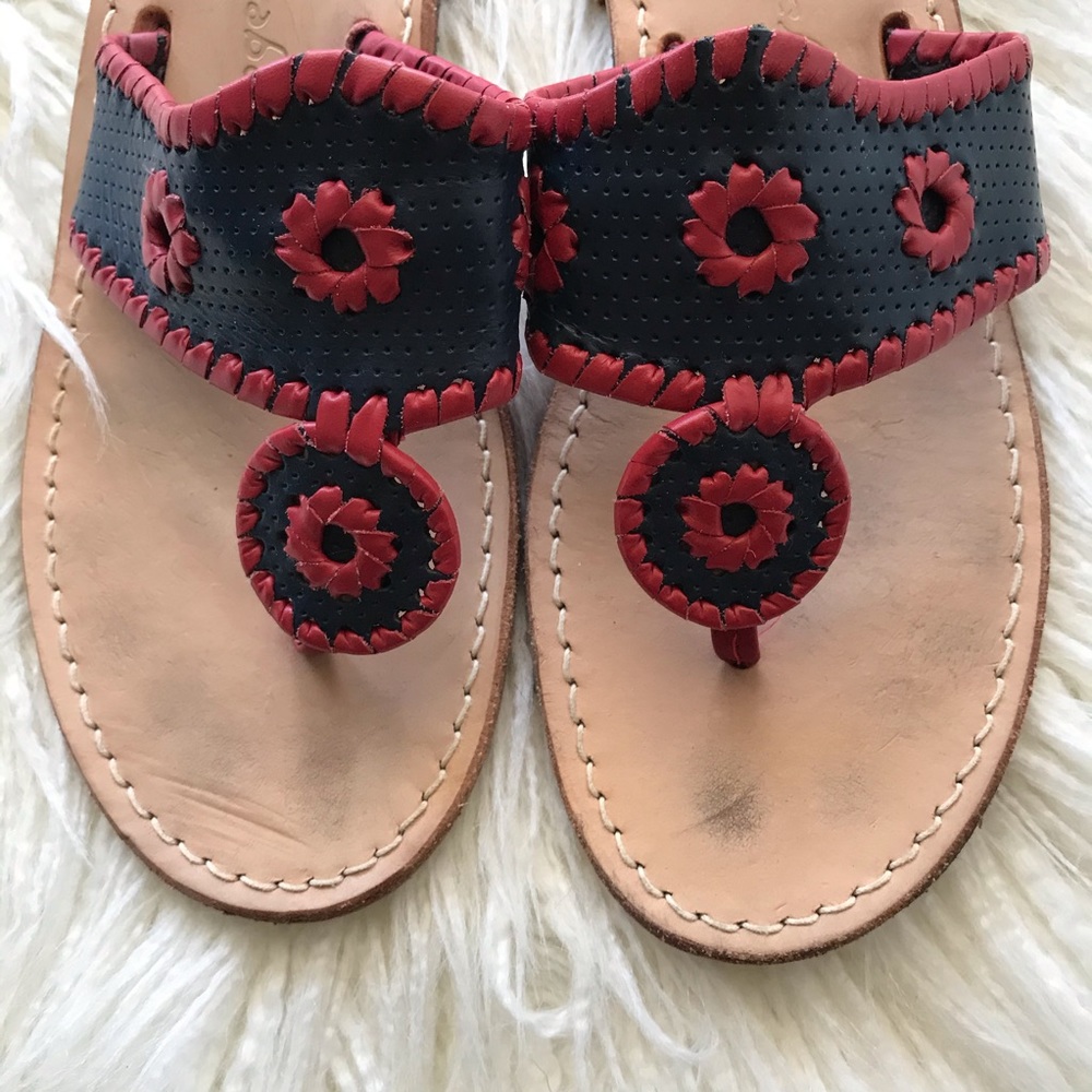 JACK ROGERS “Navajo” red and navy flat sandals 7 - Picture 3 of 7